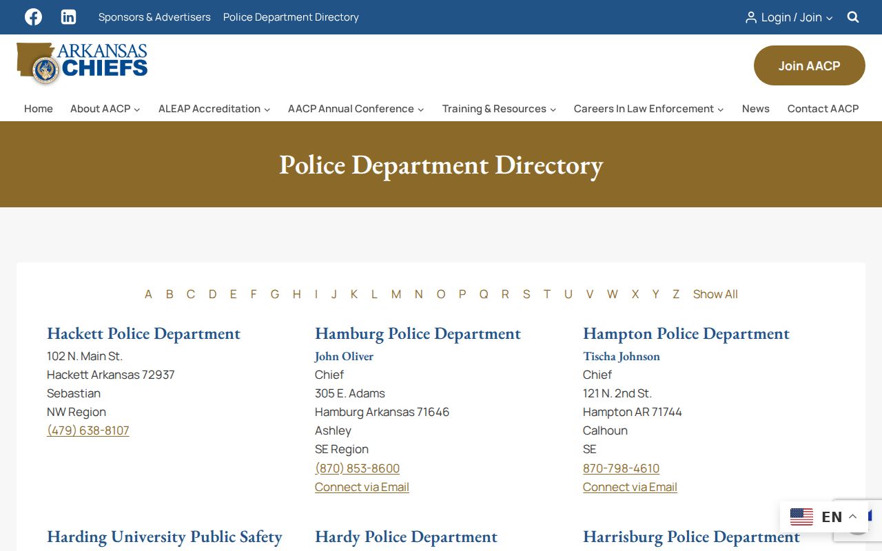 Harrisburg Police Department contact card