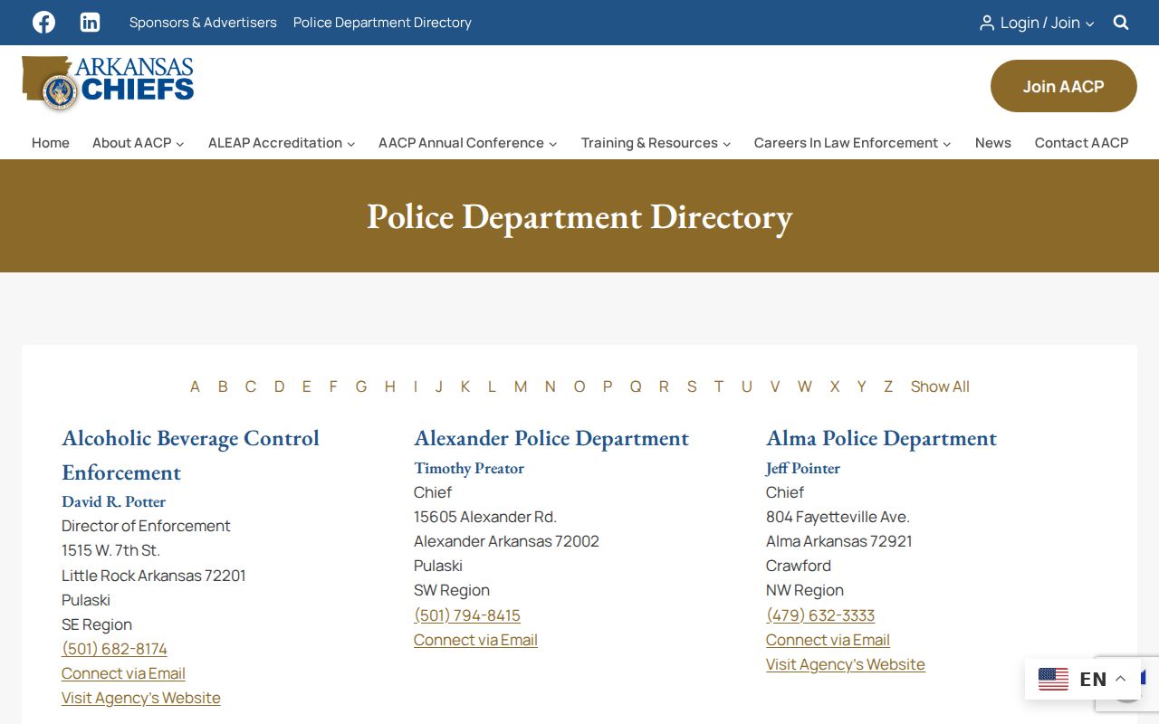 Tyronza Police Department contact entry