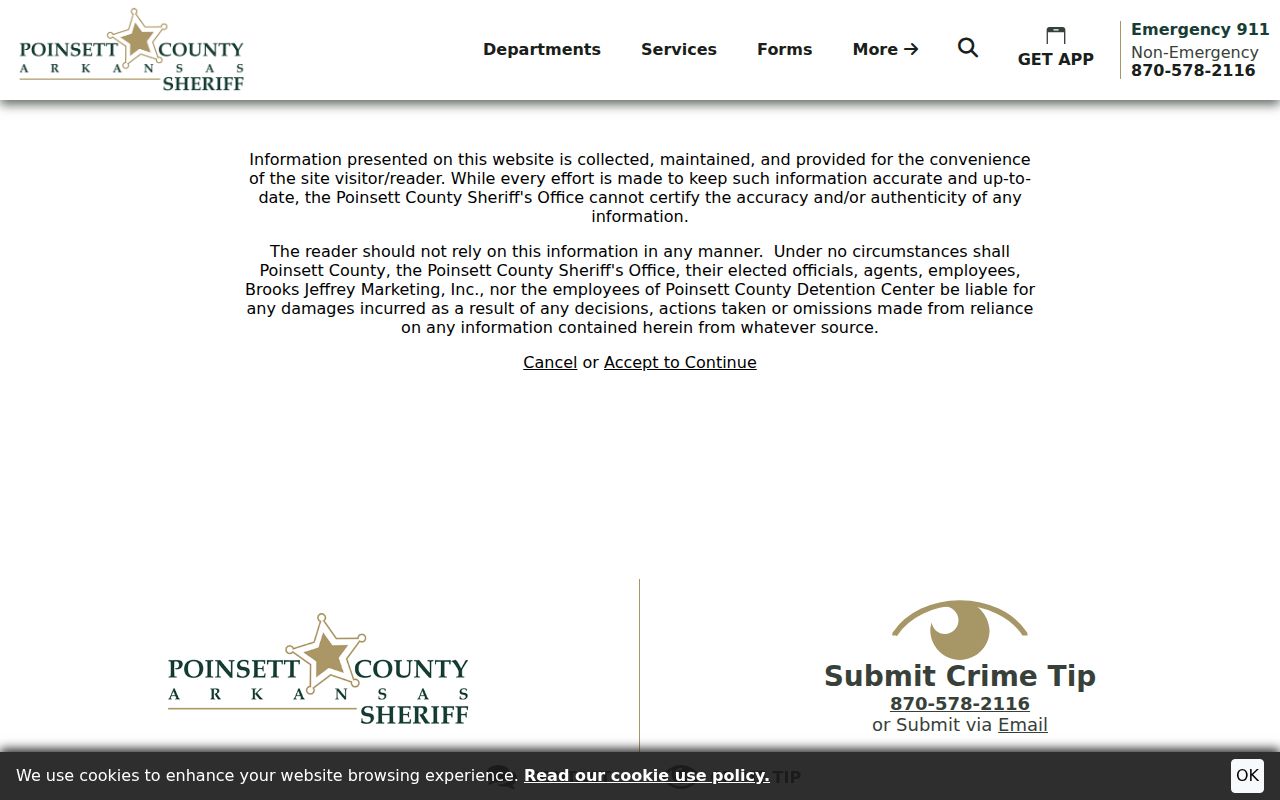 Poinsett County warrant records accuracy warning